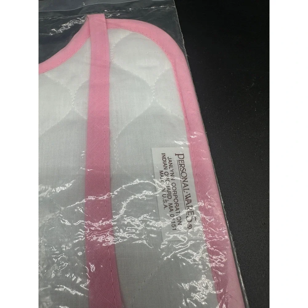 Janlynn Personal Wares Quilted Baby Bib Pink Trim White Embroidery Blank‎